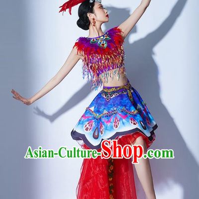 Red Parade Performance Costumes Women Group Performance Costumes Opening Dance Song Accompaniment Dance Performance Costume Female Tutu Skirt