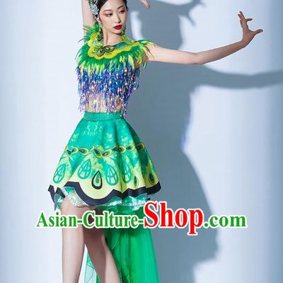 Green Parade Performance Costumes Women Group Performance Costumes Opening Dance Song Dance Performance Costume Female Tutu Skirt