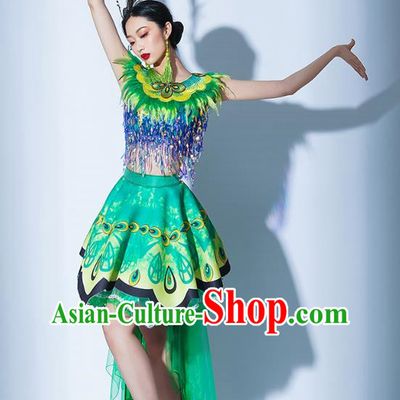 Green Parade Performance Costumes Women Group Performance Costumes Opening Dance Song Dance Performance Costume Female Tutu Skirt