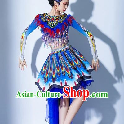 Dark Blue Parade Performance Costumes Women Troupe Performance Costumes Opening Dance Song Accompaniment Dance Performance Costume Female Tutu Skirt