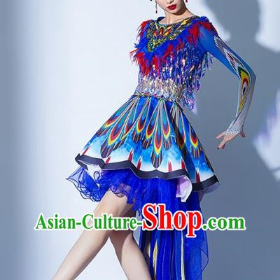 Dark Blue Parade Performance Costumes Women Troupe Performance Costumes Opening Dance Song Accompaniment Dance Performance Costume Female Tutu Skirt