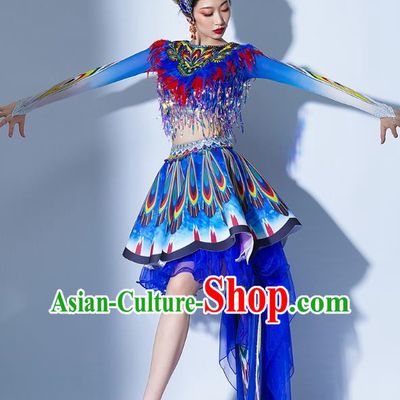 Dark Blue Parade Performance Costumes Women Troupe Performance Costumes Opening Dance Song Accompaniment Dance Performance Costume Female Tutu Skirt
