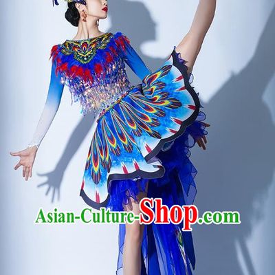 Dark Blue Parade Performance Costumes Women Troupe Performance Costumes Opening Dance Song Accompaniment Dance Performance Costume Female Tutu Skirt