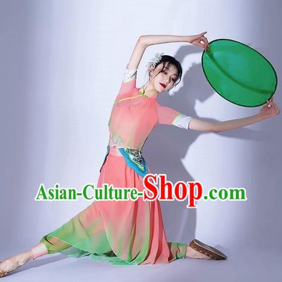 Ikbu Bridge Performance Costume Female Elegant Painting Tea Leisurely Expressive Dance Costume Jiaozhou Yangko Bamboo Hat Group Dance Tea Picking Girl