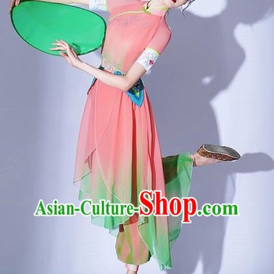 Ikbu Bridge Performance Costume Female Elegant Painting Tea Leisurely Expressive Dance Costume Jiaozhou Yangko Bamboo Hat Group Dance Tea Picking Girl
