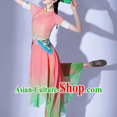 Ikbu Bridge Performance Costume Female Elegant Painting Tea Leisurely Expressive Dance Costume Jiaozhou Yangko Bamboo Hat Group Dance Tea Picking Girl