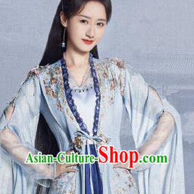China Ancient Ming Dynasty Noble Infanta Costumes Romantic Drama My Sassy Princess Liu Ling Blue Dress Clothing