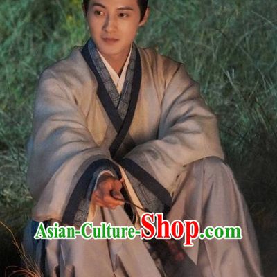 China Young Childe Costumes TV Series An Ancient Love Song Qin Dynasty Scholar Shen Buyan Hanfu Garments