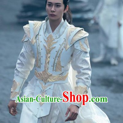 Chinese TV Series The Starry Love Warrior God Shaodian Youqin Garment Outfit Ancient General White Armor Costumes