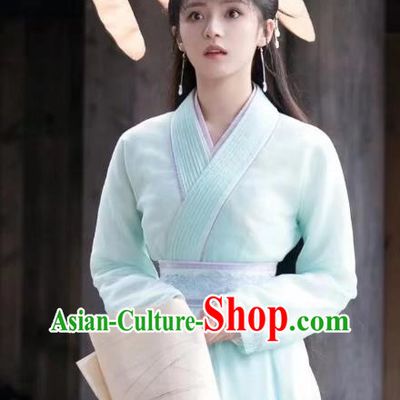 Chinese Ancient Young Beauty Green Dresses Xianxia TV Series The Starry Love Princess Zi Wu Clothing