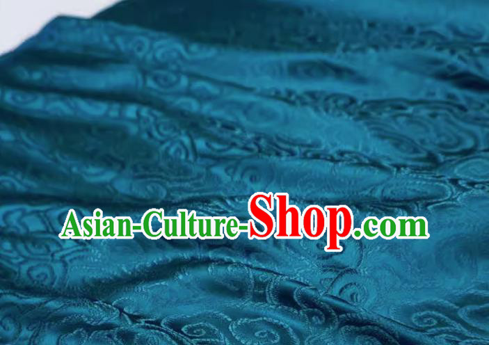 Peacock Blue China Cheongsam Cloth Traditional Brocade Fabric Classical Clouds Pattern Design Drapery Peacock Blue China Cheongsam Cloth Traditional Brocade Fabric Classical Clouds Pattern Design Drapery