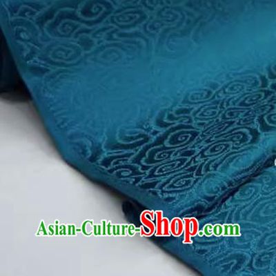 Peacock Blue China Cheongsam Cloth Traditional Brocade Fabric Classical Clouds Pattern Design Drapery