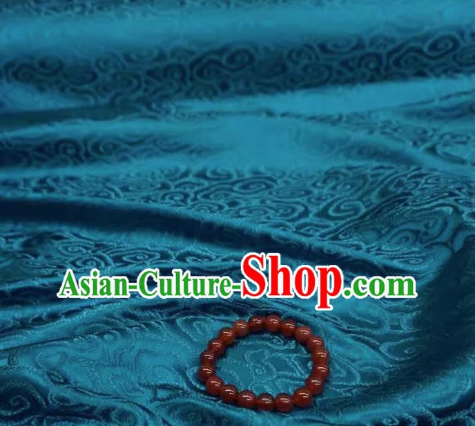 Peacock Blue China Cheongsam Cloth Traditional Brocade Fabric Classical Clouds Pattern Design Drapery Peacock Blue China Cheongsam Cloth Traditional Brocade Fabric Classical Clouds Pattern Design Drapery
