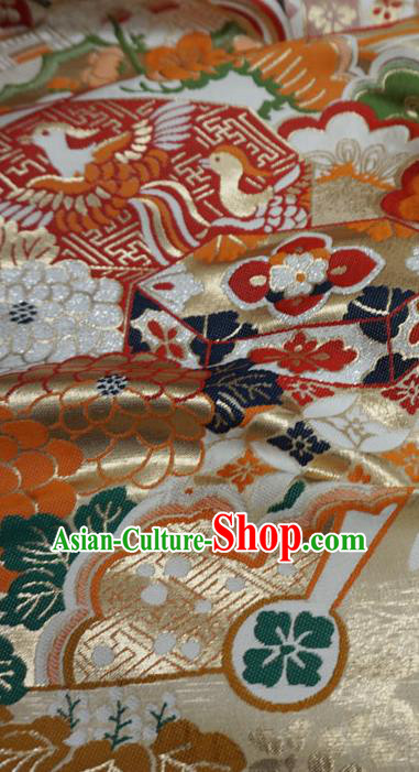 Light Golden Japanese Nishijin Cloth Kimono Material Traditional Brocade Fabric Light Golden Japanese Nishijin Cloth Kimono Material Traditional Brocade Fabric