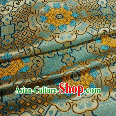 Dark Golden Chinese Traditional Design Brocade Fabric Tibetan Dress Cloth Classical Rosette Pattern Material