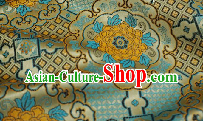 Dark Golden Chinese Traditional Design Brocade Fabric Tibetan Dress Cloth Classical Rosette Pattern Material Dark Golden Chinese Traditional Design Brocade Fabric Tibetan Dress Cloth Classical Rosette Pattern Material