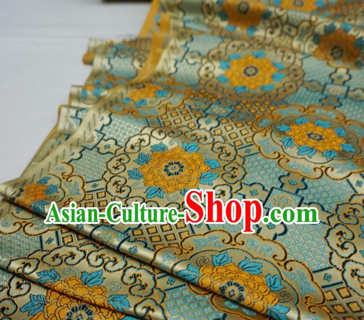 Dark Golden Chinese Traditional Design Brocade Fabric Tibetan Dress Cloth Classical Rosette Pattern Material Dark Golden Chinese Traditional Design Brocade Fabric Tibetan Dress Cloth Classical Rosette Pattern Material