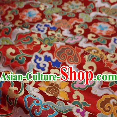 Red Chinese Tibetan Dress Cloth Classical Rosette Pattern Material Traditional Design Brocade Fabric