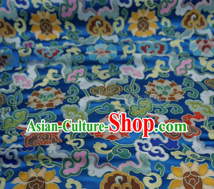 Blue Chinese Traditional Design Brocade Fabric Tibetan Dress Cloth Classical Rosette Pattern Material Blue Chinese Traditional Design Brocade Fabric Tibetan Dress Cloth Classical Rosette Pattern Material