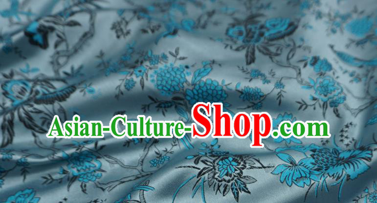 Silver Gray Chinese Classical Flower Bird Pattern Material Traditional Design Brocade Fabric Cheongsam Cloth Silver Gray Chinese Classical Flower Bird Pattern Material Traditional Design Brocade Fabric Cheongsam Cloth