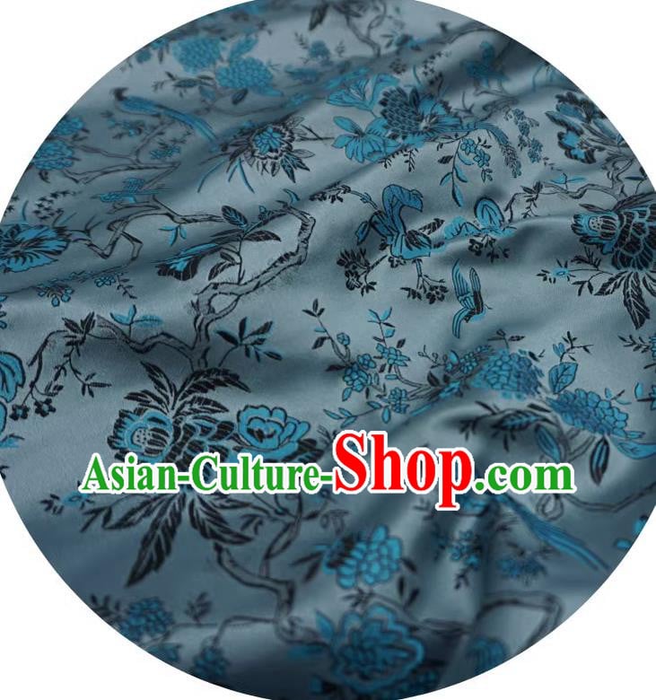 Silver Gray Chinese Classical Flower Bird Pattern Material Traditional Design Brocade Fabric Cheongsam Cloth Silver Gray Chinese Classical Flower Bird Pattern Material Traditional Design Brocade Fabric Cheongsam Cloth
