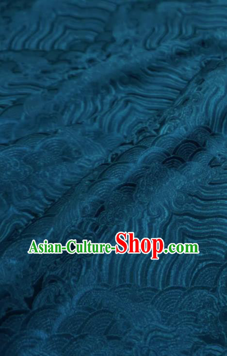 Peacock Blue Chinese Traditional Design Brocade Fabric Ancient Hanfu Cloth Classical Waves Pattern Material Peacock Blue Chinese Traditional Design Brocade Fabric Ancient Hanfu Cloth Classical Waves Pattern Material