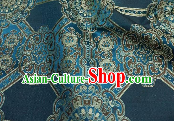 Peacock Blue Chinese Traditional Design Brocade Fabric Tibetan Dress Cloth Classical Rosette Pattern Material Peacock Blue Chinese Traditional Design Brocade Fabric Tibetan Dress Cloth Classical Rosette Pattern Material
