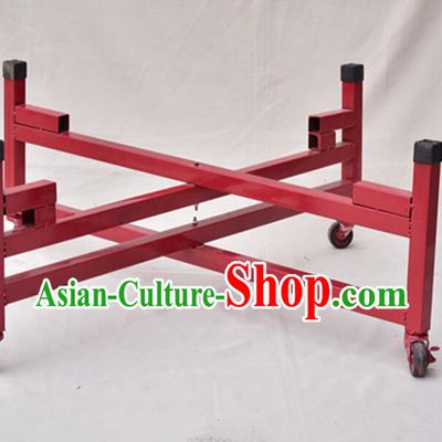 Traditional Handmade Wooden Drum Cart Chinese Lion Drum Stand