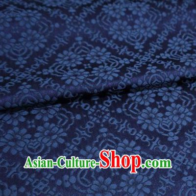 Deep Blue China Classical Diamond Pattern Material Traditional Song Dynasty Design Brocade Fabric Hanfu Cloth