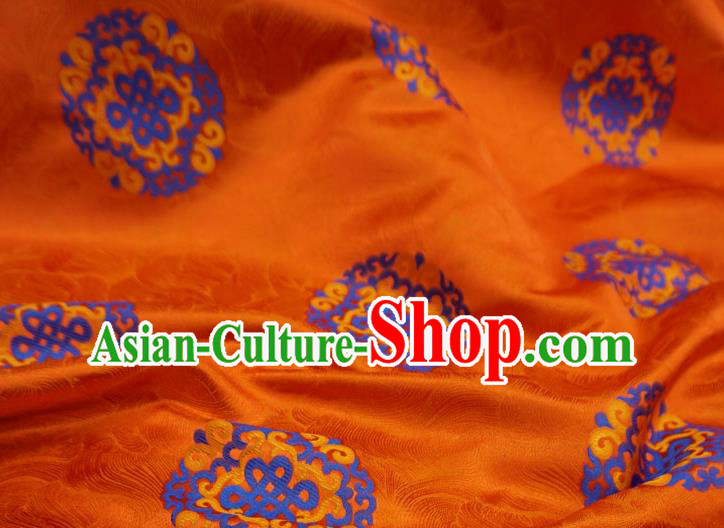 Orange China Tibetan Costume Cloth Classical Lucky Ball Pattern Material Traditional Design Brocade Fabric Orange China Tibetan Costume Cloth Classical Lucky Ball Pattern Material Traditional Design Brocade Fabric