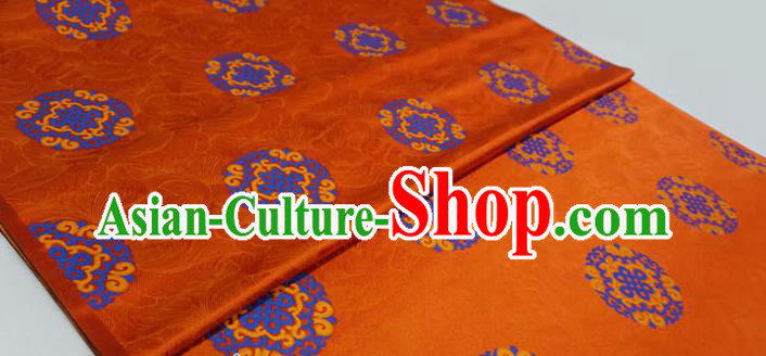 Orange China Tibetan Costume Cloth Classical Lucky Ball Pattern Material Traditional Design Brocade Fabric Orange China Tibetan Costume Cloth Classical Lucky Ball Pattern Material Traditional Design Brocade Fabric