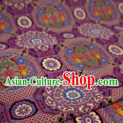 Purple China Traditional Design Brocade Fabric Tibetan Costume Cloth Classical Rosette Pattern Material