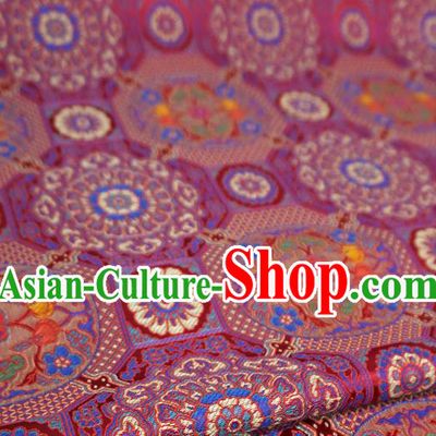 Fuchsia China Classical Rosette Pattern Material Traditional Design Brocade Fabric Tibetan Costume Cloth