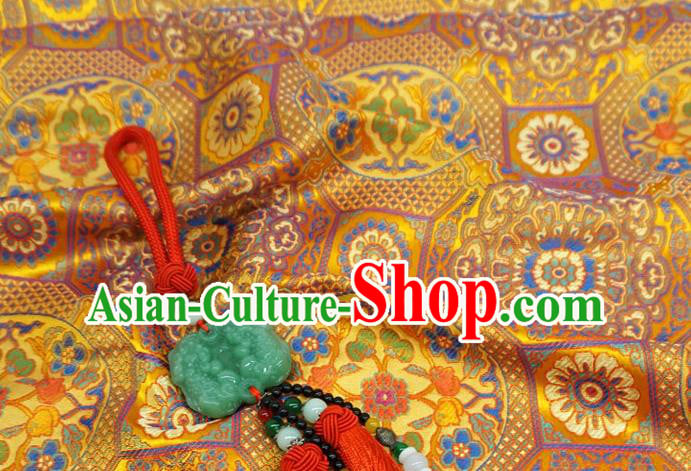 Golden China Tibetan Costume Cloth Classical Rosette Pattern Material Traditional Design Brocade Fabric