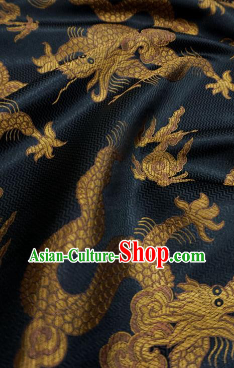 Black China Traditional Design Brocade Fabric Tang Suit Cloth Classical Giant Dragon Pattern Material Black China Traditional Design Brocade Fabric Tang Suit Cloth Classical Giant Dragon Pattern Material
