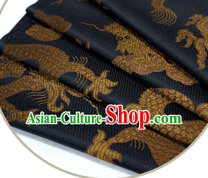 Black China Traditional Design Brocade Fabric Tang Suit Cloth Classical Giant Dragon Pattern Material Black China Traditional Design Brocade Fabric Tang Suit Cloth Classical Giant Dragon Pattern Material