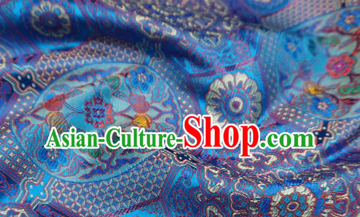 Blue Classical Rosette Pattern Material China Traditional Design Brocade Fabric Tibetan Costume Cloth Blue Classical Rosette Pattern Material China Traditional Design Brocade Fabric Tibetan Costume Cloth
