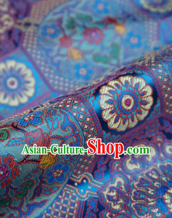 Blue Classical Rosette Pattern Material China Traditional Design Brocade Fabric Tibetan Costume Cloth Blue Classical Rosette Pattern Material China Traditional Design Brocade Fabric Tibetan Costume Cloth