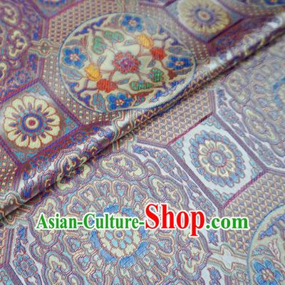 Lilac Tibetan Costume Cloth Classical Rosette Pattern Material China Traditional Design Brocade Fabric