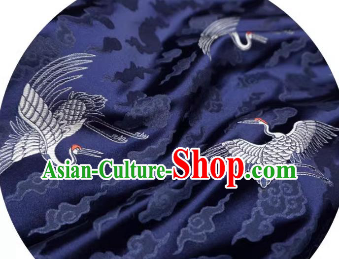 Dark Blue China Traditional Design Brocade Fabric Tang Suit Cloth Classical Cranes Pattern Material Dark Blue China Traditional Design Brocade Fabric Tang Suit Cloth Classical Cranes Pattern Material