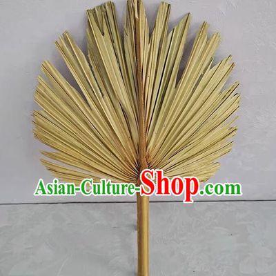 Chinese Handmade Folk Dance Fan Traditional Cattail Leaf Fan Buddha Jih Ji Gong Fan