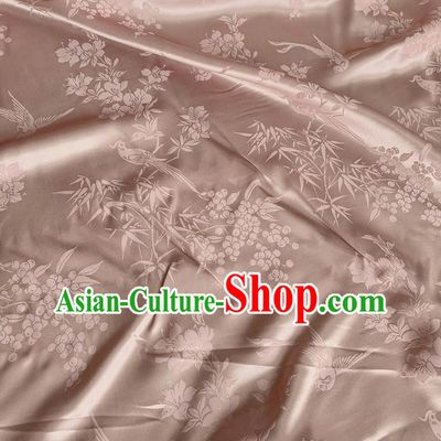 Cameo Brown Jacquard Satin Fabric China Classical Pattern Design Cheongsam Cloth Traditional Mulberry Silk Material