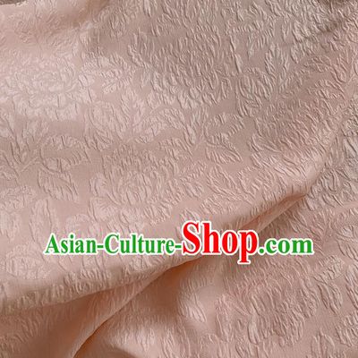 Pink China Traditional Design Mulberry Silk Jacquard Crepe Fabric Classical Peony Pattern Material Cheongsam Embossed Cloth
