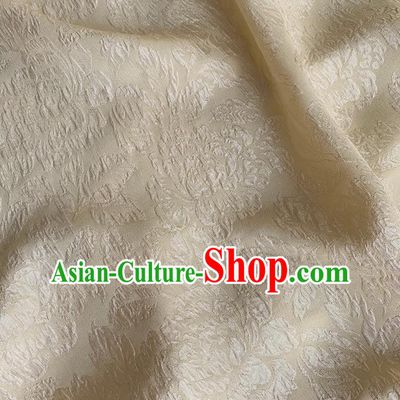 Apricot China Traditional Design Mulberry Silk Jacquard Crepe Fabric Classical Peony Pattern Material Cheongsam Embossed Cloth