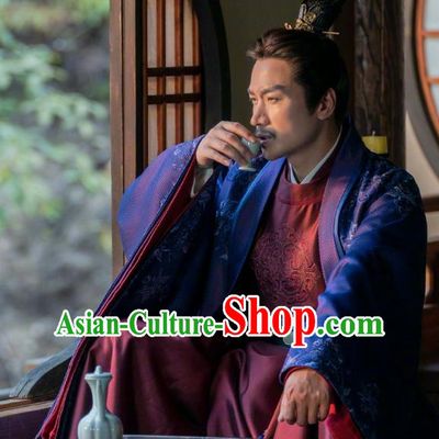 Chinese Song Dynasty Elder Man Costumes Ancient Milord Clothing TV Series Destined Chang Feng Du Jiang He Attire