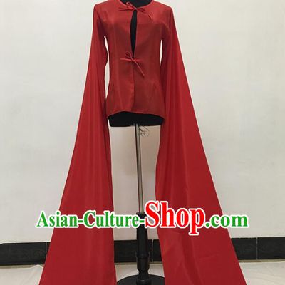 Chinese Classical Dance Traditional Red Long Water Sleeve Costume