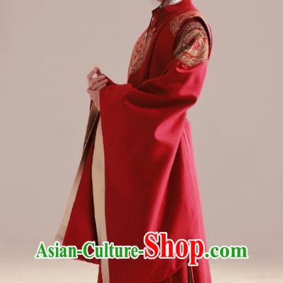 China Ancient Official Red Clothing TV Series Destined Chang Feng Du Luo Zi Shang Replica Garments Song Dynasty Scholar Costumes and Headdress