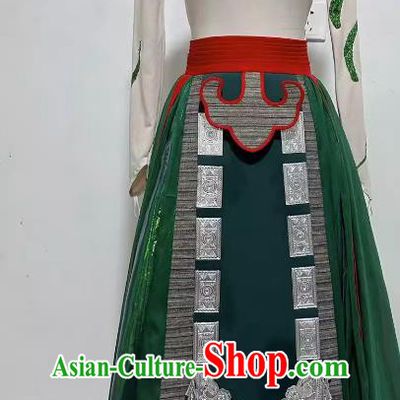 China Woman Solo Dancing Clothing Professional Yi Nationality Stage Performance Costume Classical Dance Green Dress