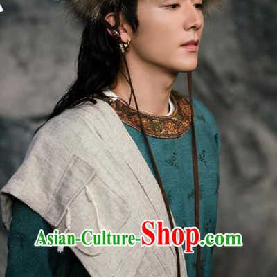 China Mystery Drama Young Blood Yuan Zhong Xin Clothing Ancient Warrior Garment Costumes and Headdress