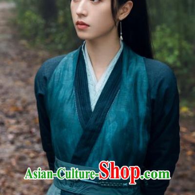 China Ancient Song Dynasty Heroine Garment Costumes Mystery TV Series Young Blood Swordswoman Zhao Jian Green Clothing